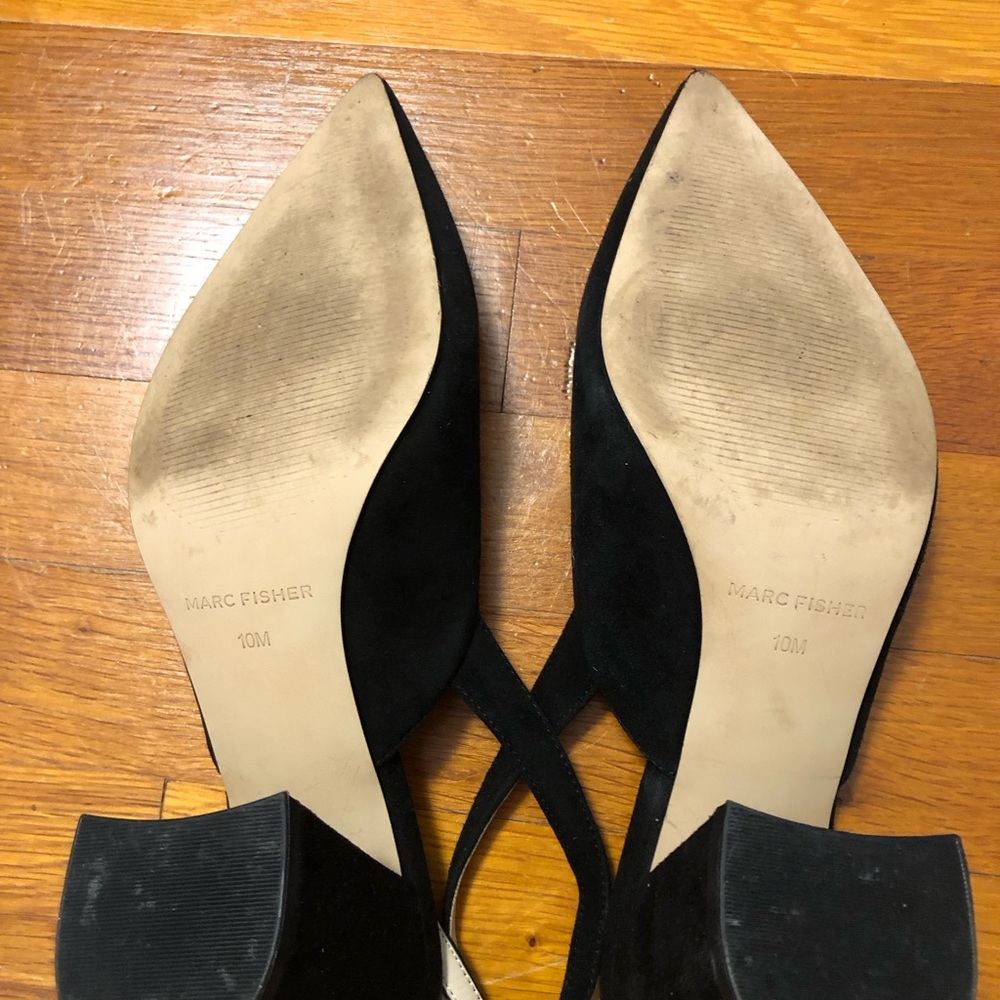 Marc Fisher Black Pointed-Toe Slingback Heels - Picture 5 of 5